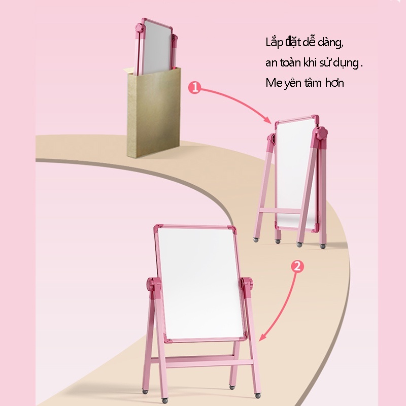 Bảng vẽ trẻ em hai mặt có từ tính, viết xoá dễ dàng, không bám bụi cho bé