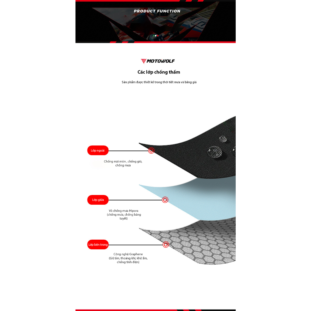 Bao tay chống mưa Motowolf chính hãng