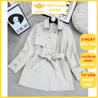 Áo Khoác Nữ Măng Tô Dạ Kaki Kèm Đai Vạt Ngực Tag Chữ Cách Điệu GOSS GA826 Áo Khoác Nữ Dài Tay Thu Đông Măng Tô Dạo Phố
