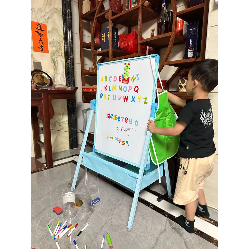 Bảng vẽ trẻ em hai mặt có từ tính, viết xoá dễ dàng, không bám bụi cho bé