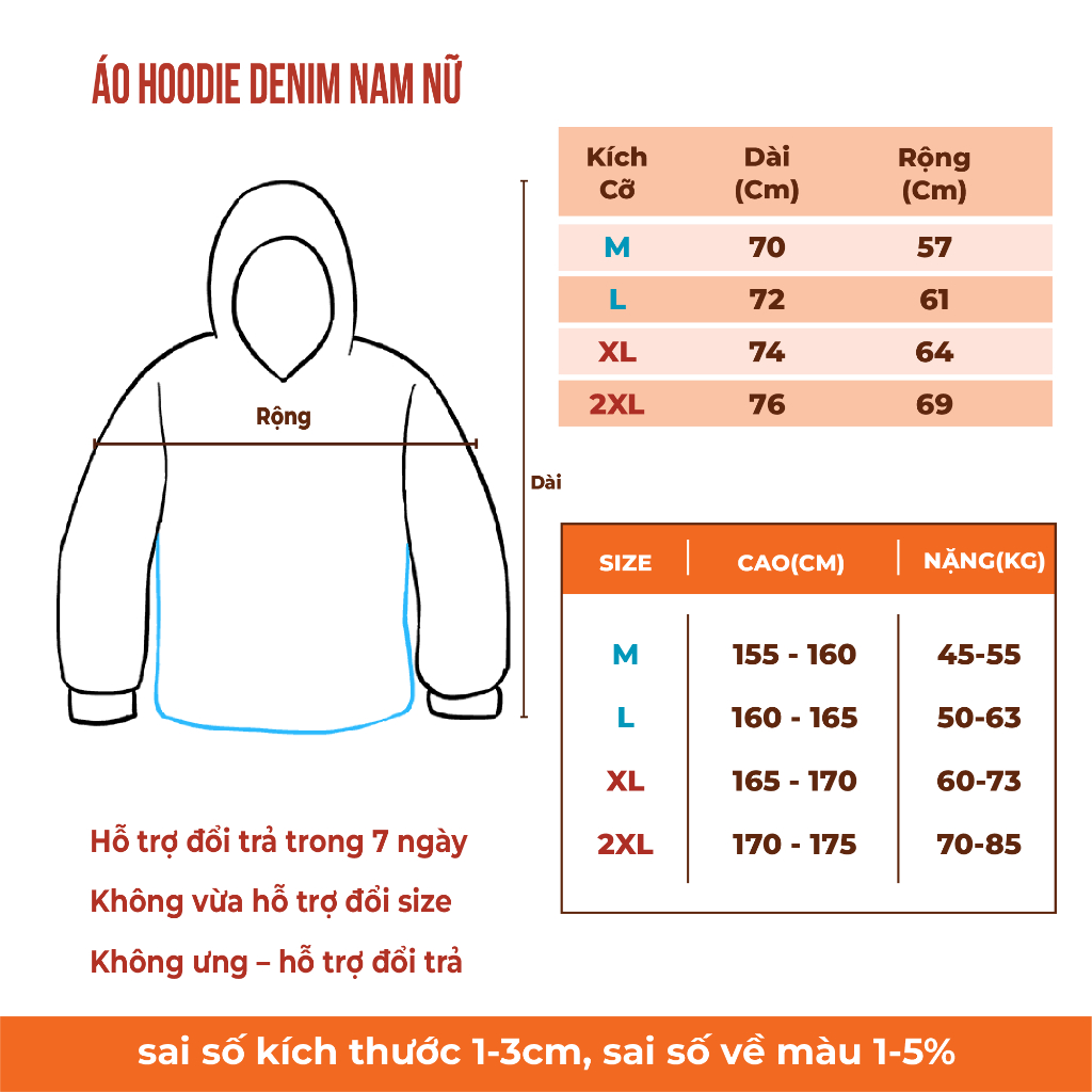 Áo hoodie Denim nam nữ thời trang form rộng phòng cách retro đường phố Q102