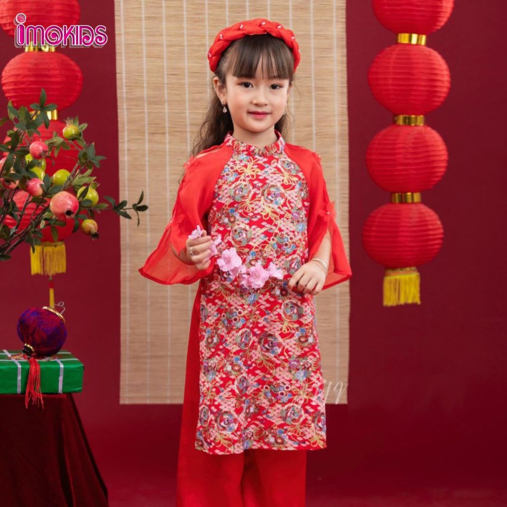 Áo dài bé gái 10-32kg June With Love, Oli River áo dài cách tân cho bé mặc tết xinh xắn, dễ thương