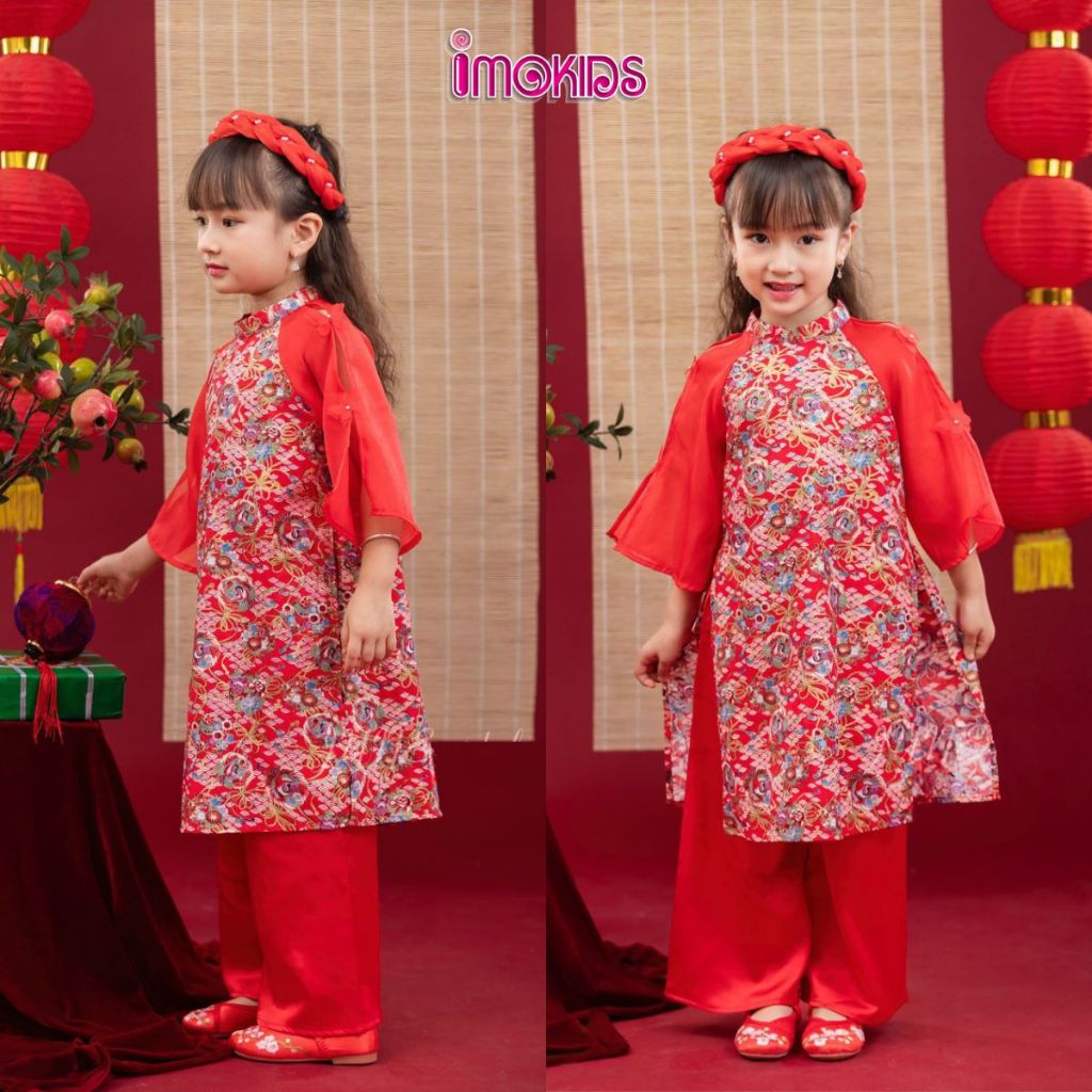 Áo dài bé gái 10-32kg June With Love, Oli River áo dài cách tân cho bé mặc tết xinh xắn, dễ thương