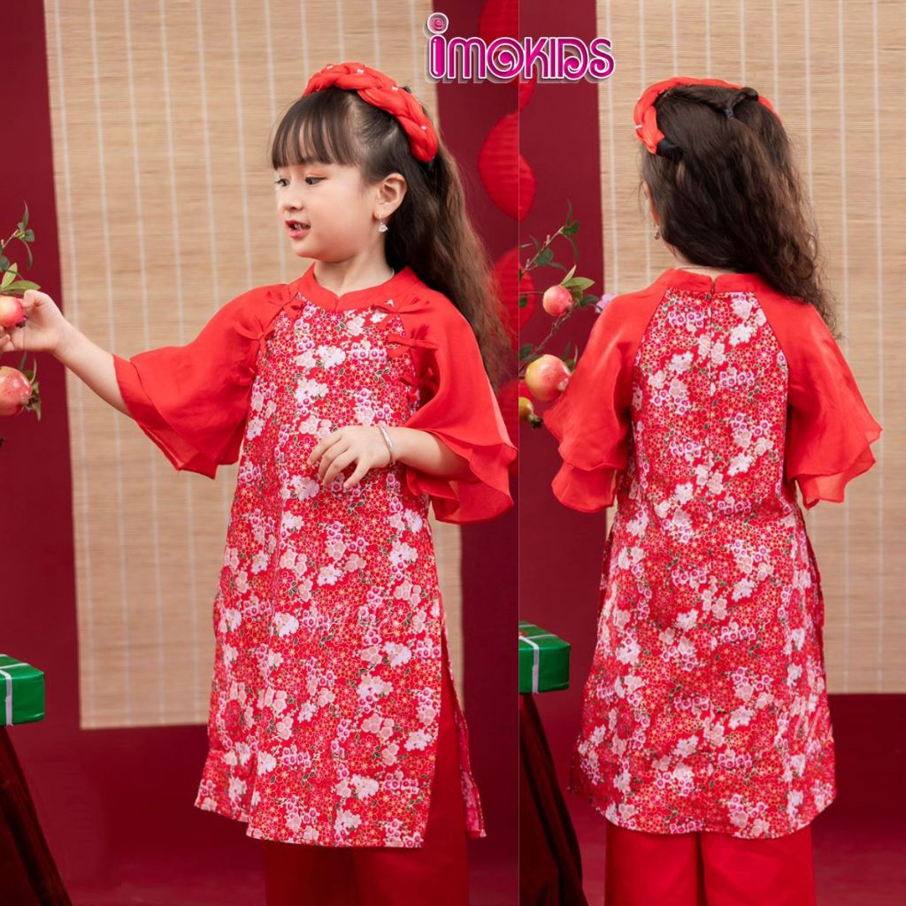 Áo dài bé gái 12-35 kg June With Love, Oli River áo dài cách tân cho bé mặc tết xinh xắn, dễ thương T02