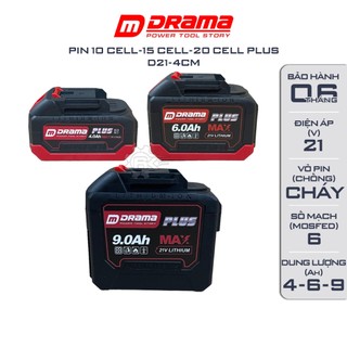 Pin DRAMA Plus 10 cell, 15 cell, 20 cell Mạch 6 mosfed, Cell pin 2000mah, Có đèn báo pin, Chân phổ thông 4cm