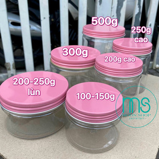 Hủ nhựa pet nắp nhôm hồng 100g-150g,200g,250g,300g,500g