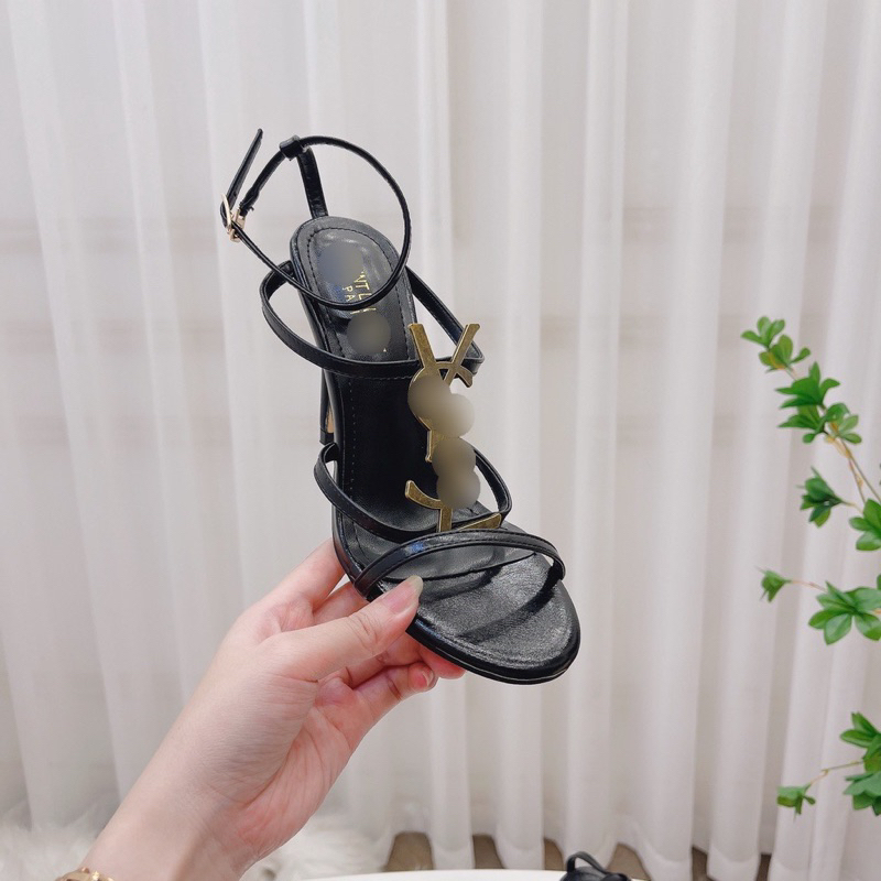 Sandal cao gót nữ tag đồng và vàng dây mảnh gót 10cm