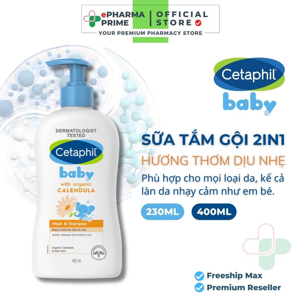 Sữa Tắm Gội Hữu Cơ Cetaphil Baby Wash & Shampoo with Organic Calendula Dịu Lành Cho Bé