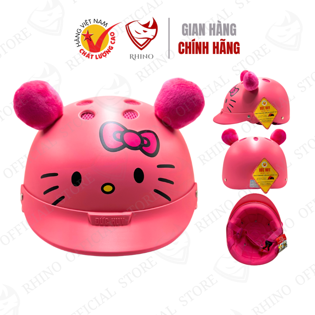 Mũ Bảo Hiểm Trẻ Em ĐỨC HUY Chính Hãng | Siêu Nhẹ Siêu Bền Có Tai Thỏ Doremon Cho Bé 1 - 10 Tuổi | TETT