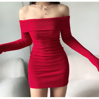 Lil byy Lil-Đầm body vạt trễ vai