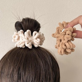 Dây cột tóc lông xù buộc tóc co giãn màu trà sữa scrunchies phong cách hàn quốc thời trang cho nữ