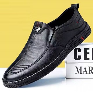 Giày mọi nam giày lười da E3   màu Đen