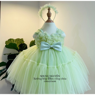 Váy măng tây sát nách Đầm Công Chúa Cho Bé Gái Cao Cấp tặng Kèm Cài Đầu Cute