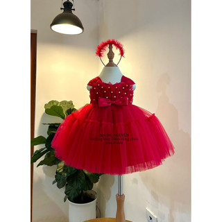 Váy măng tây sát nách Đầm Công Chúa Cho Bé Gái Cao Cấp tặng Kèm Cài Đầu Cute