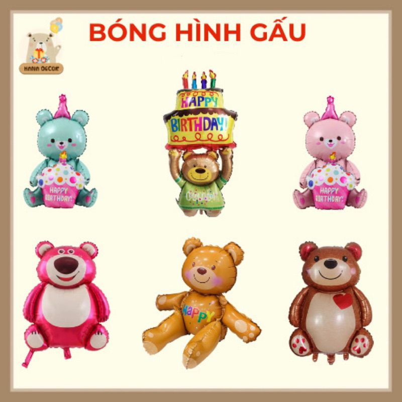 Bóng gấu ôm hình bánh kem trang trí sinh nhật