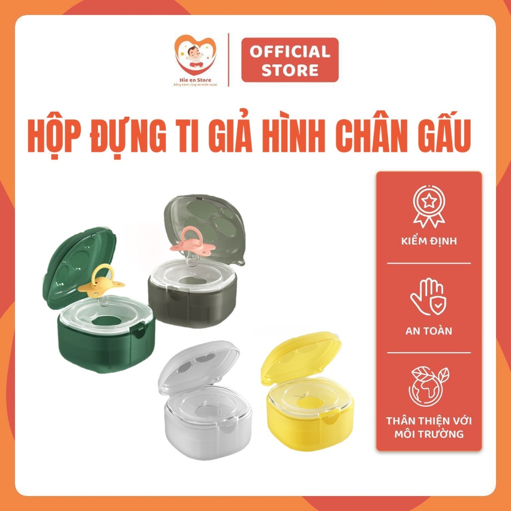 Hộp đựng ti giả, núm ti cho bé hình chân gấu dễ thương