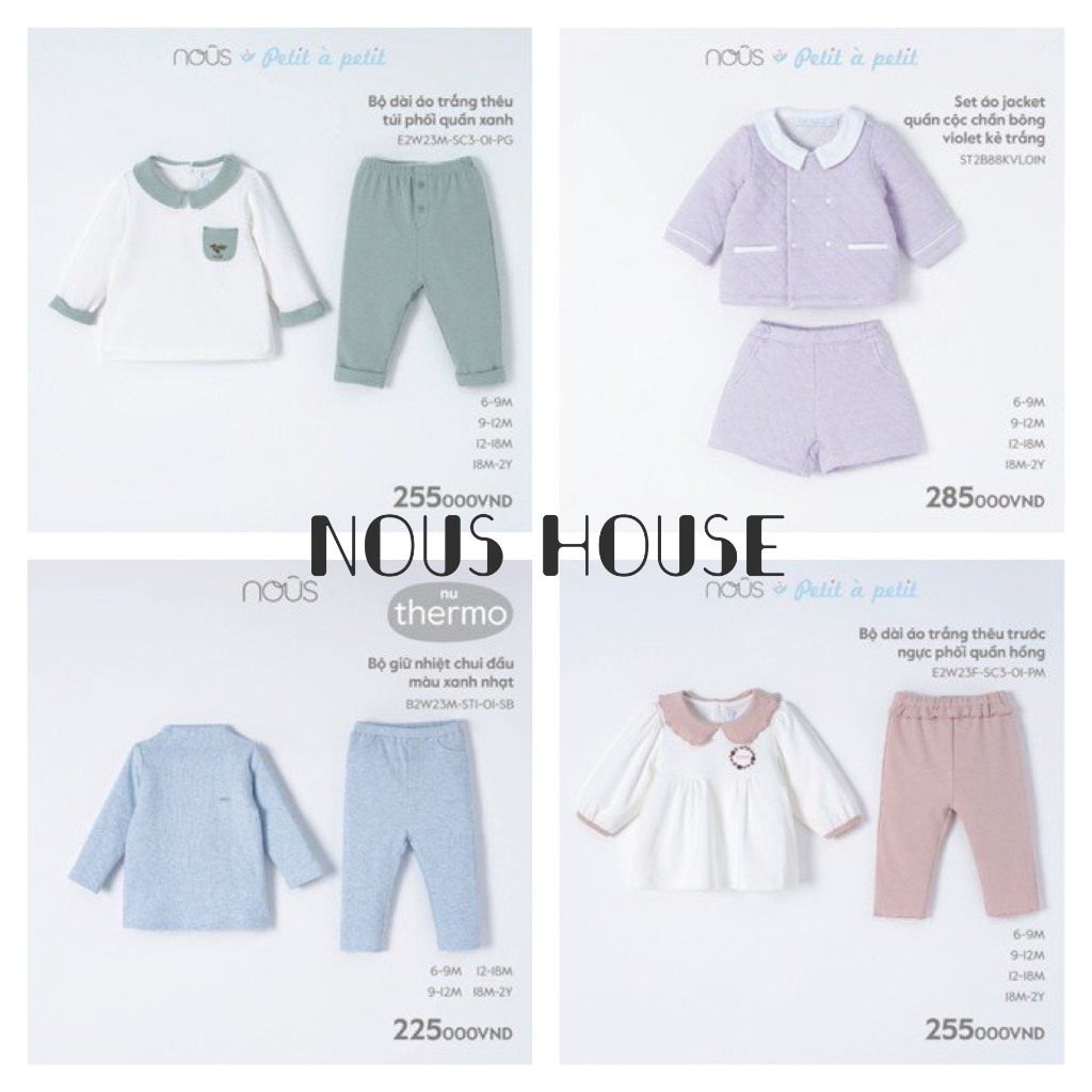 Bộ dài tay cho bé từ 6m đến 3y