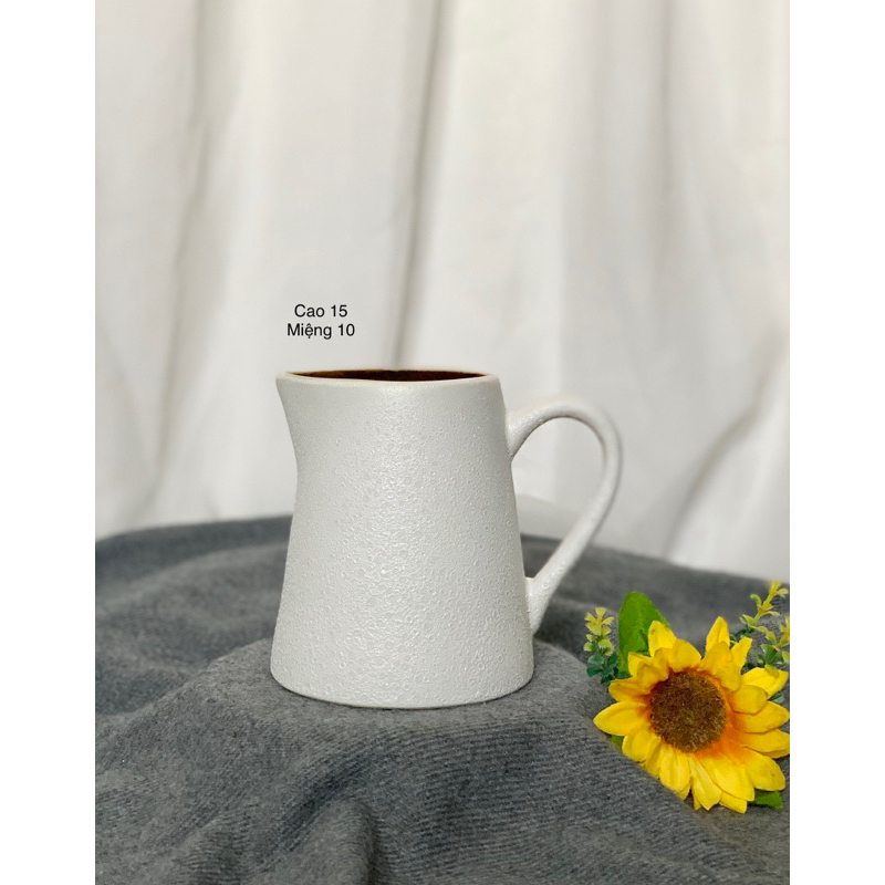 Lọ hoa gốm bát tràng dáng ca, men sôi decor cắm hoa