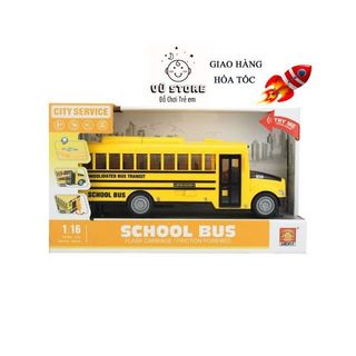 Mô hình đồ chơi xe bus , school bus mở cửa có nhạc và đèn chạy cót vui nhộn cho bé