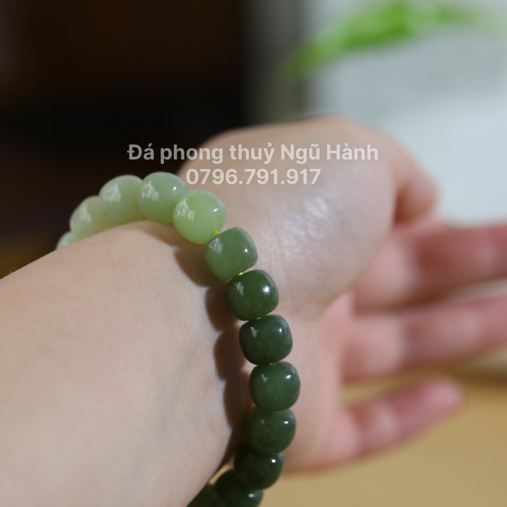 Vòng Lu ngọc hòa điền 8mm bóng mướt hàng kiểm định