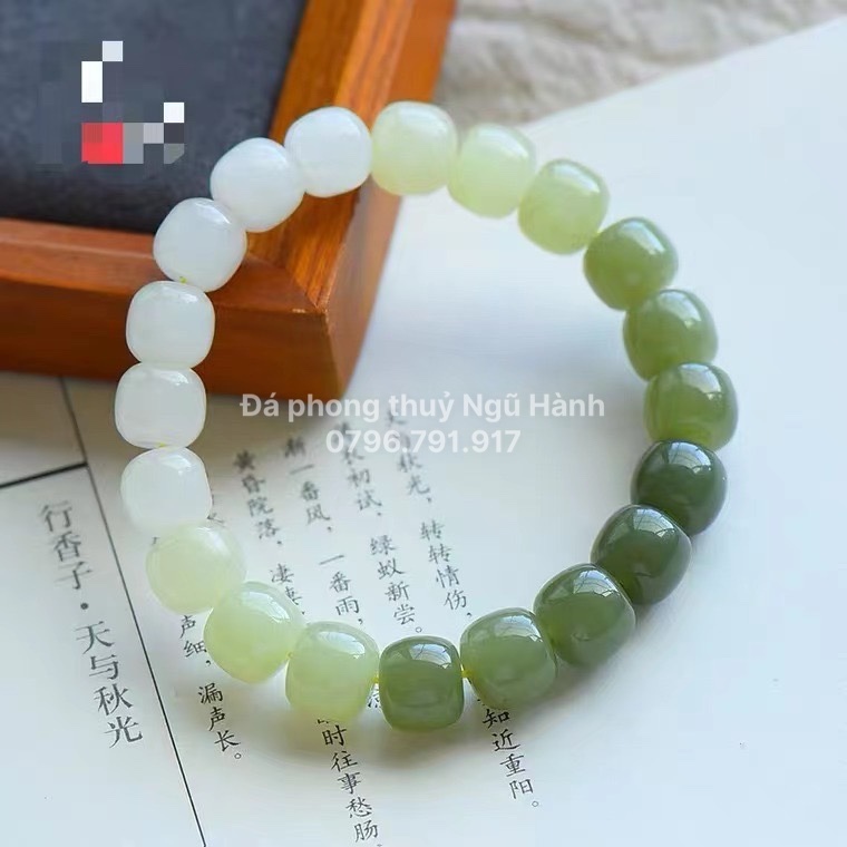 Vòng Lu ngọc hòa điền 8mm bóng mướt hàng kiểm định