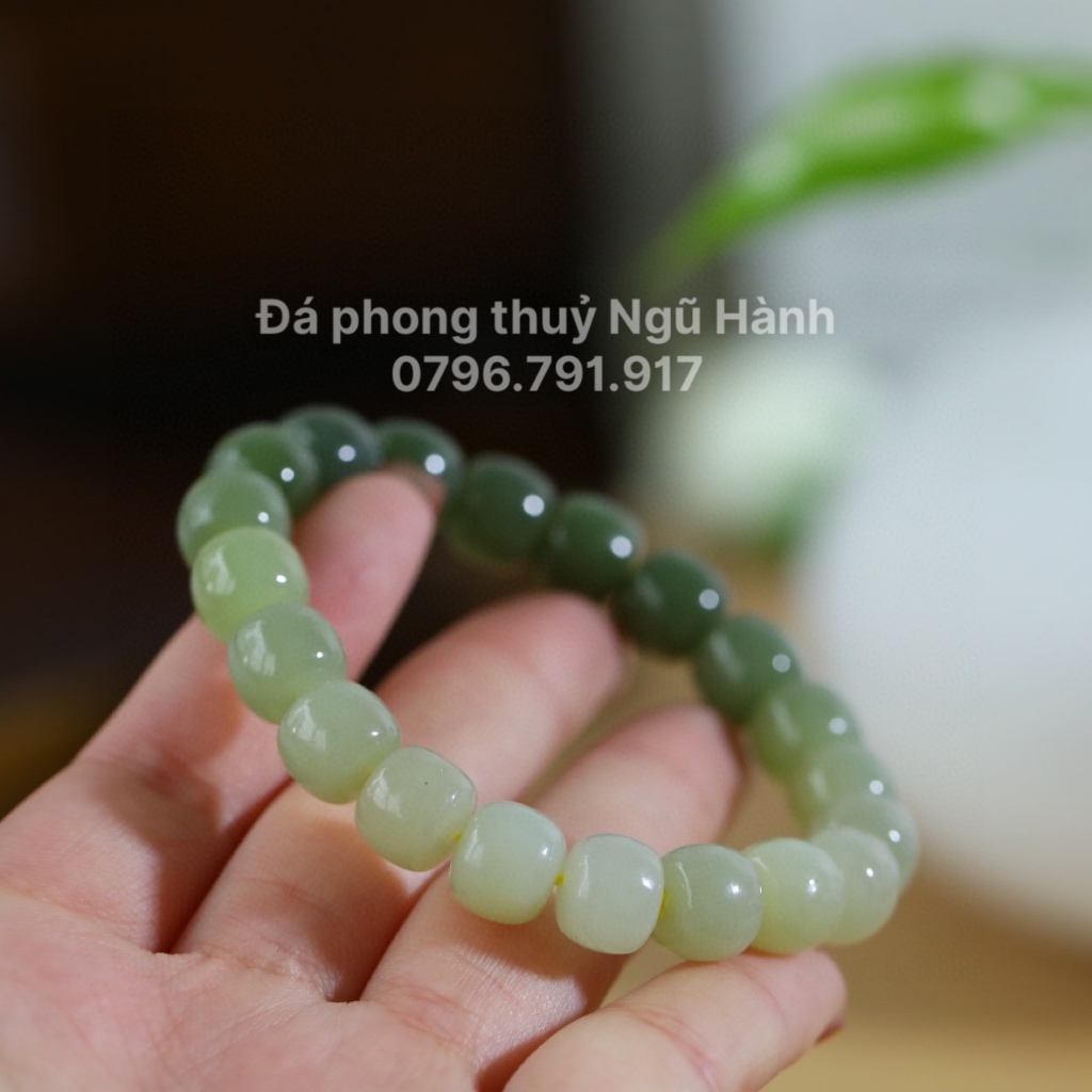 Vòng Lu ngọc hòa điền 8mm bóng mướt hàng kiểm định