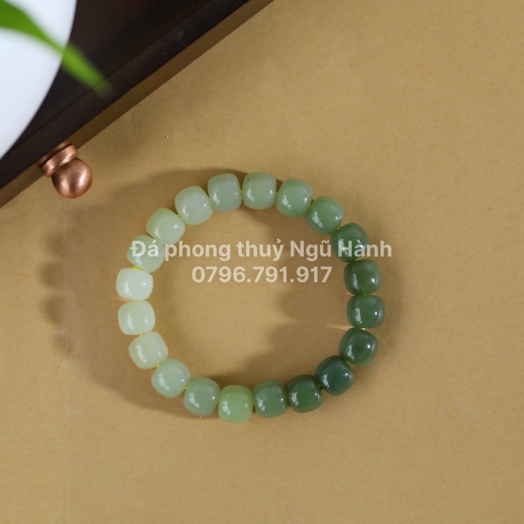 Vòng Lu ngọc hòa điền 8mm bóng mướt hàng kiểm định