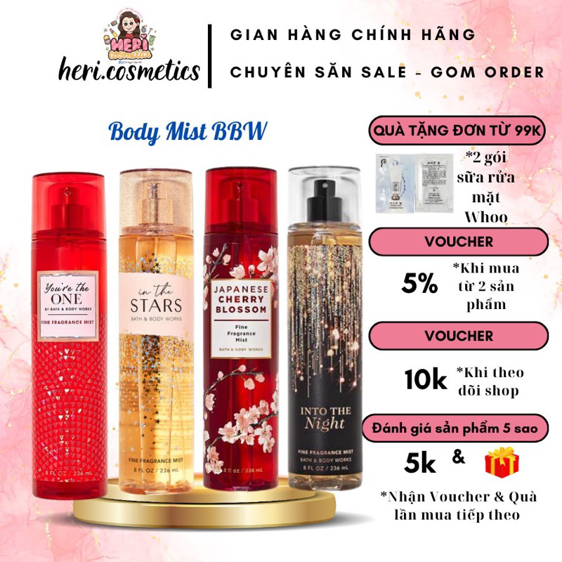 [Đủ Bill]Xịt Thơm Nước Hoa Body Mist Bath & Body Works