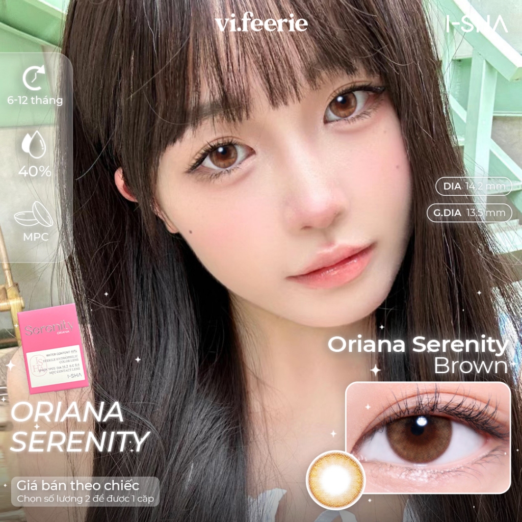 Kính áp tròng (lens) nâu mật ong sáng ORIANA SERENITY BROWN I-SHA Lens-VF Lens