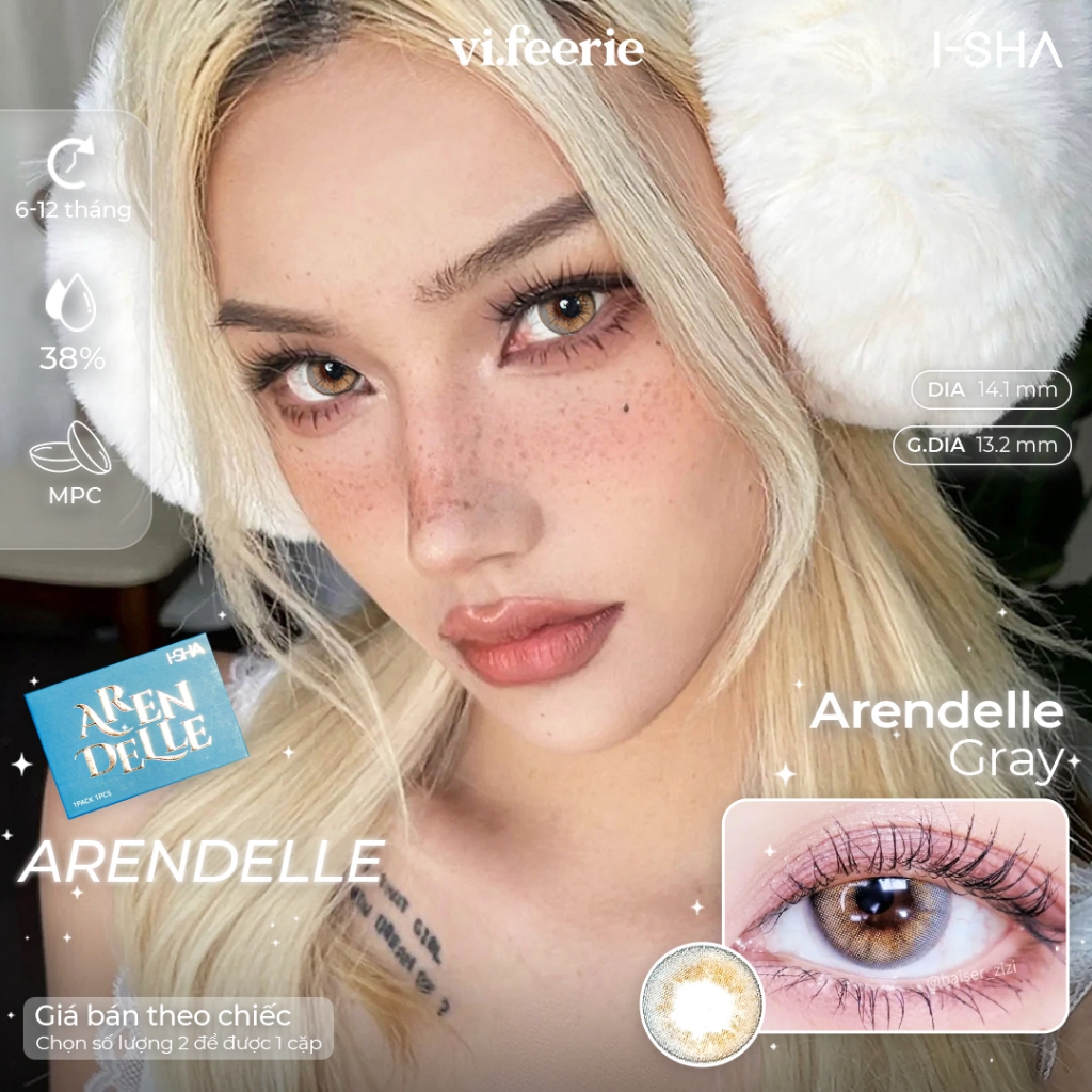 Kính áp tròng (lens) ombre xám nâu cam ARENDELLE GRAY I-SHA Lens-VF Lens
