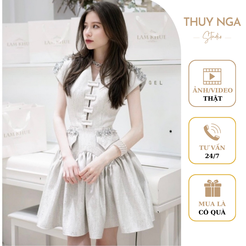 Váy Tafta Đính Đá Sang Chảnh Cao Cấp Váy Nữ Sang Chảnh Đi Tiệc
