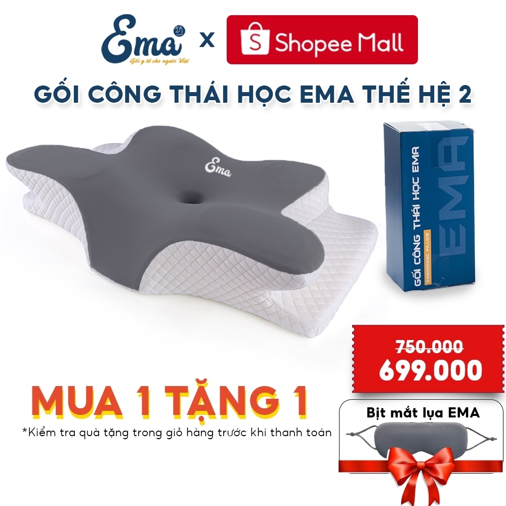 Gối công thái học EMA thế hệ thứ 2 - Chống đau cổ vai ngáy, chống ngủ ngáy, hỗ trợ ngủ nhanh