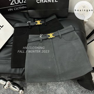  Chân váy ngắn chữ A túi trước kèm đai X 2 màu đen ghi Mía QCCC QCL1 CV0188 #8900 