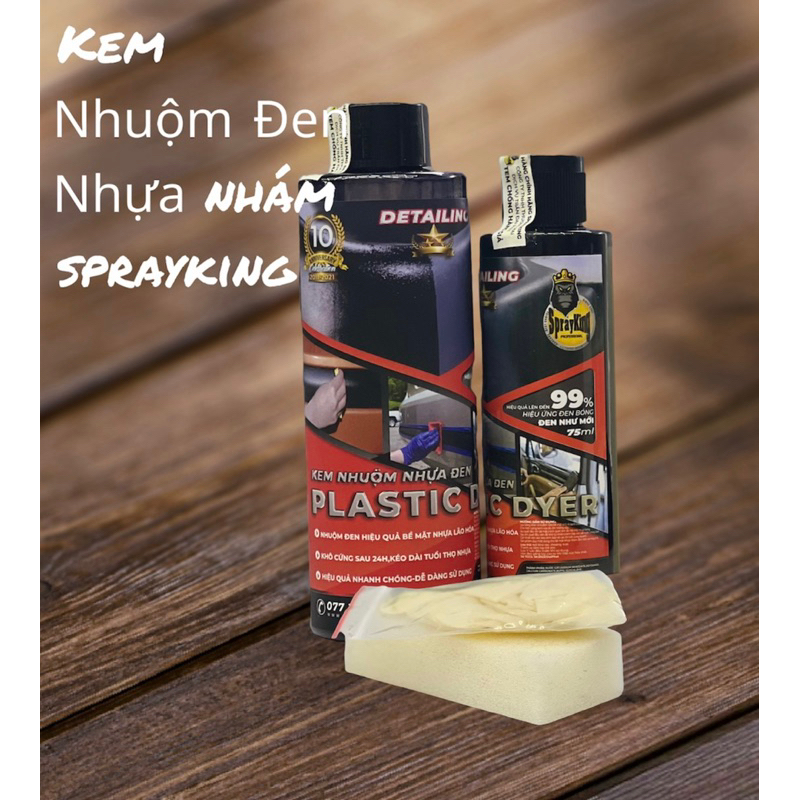 Sprayking Kem Nhuộm Đen Nhựa Nhám làm mới nhựa cũ lâu ngày
