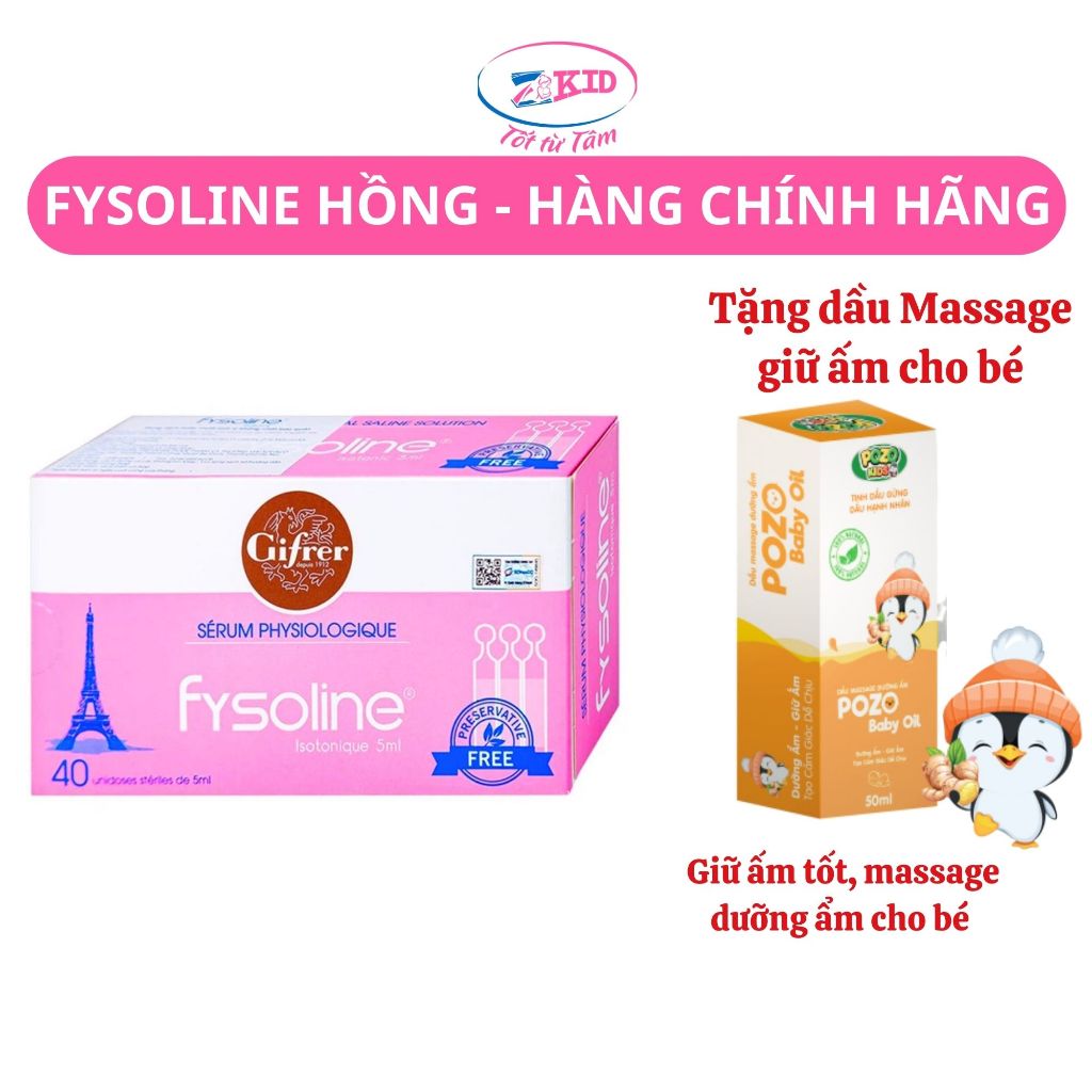 Nước muối sinh lý Pháp Fysoline Hồng (Có bán lẻ 10 -20 ống)- Vệ sinh mắt, mũi, miệng cho bé