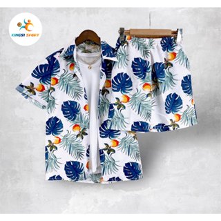 Bộ quần áo hình hoa lá đi biển cho nhóm nam nữ gia đình đồ đôi du lịch phong cách thể thao - King s1 sport
