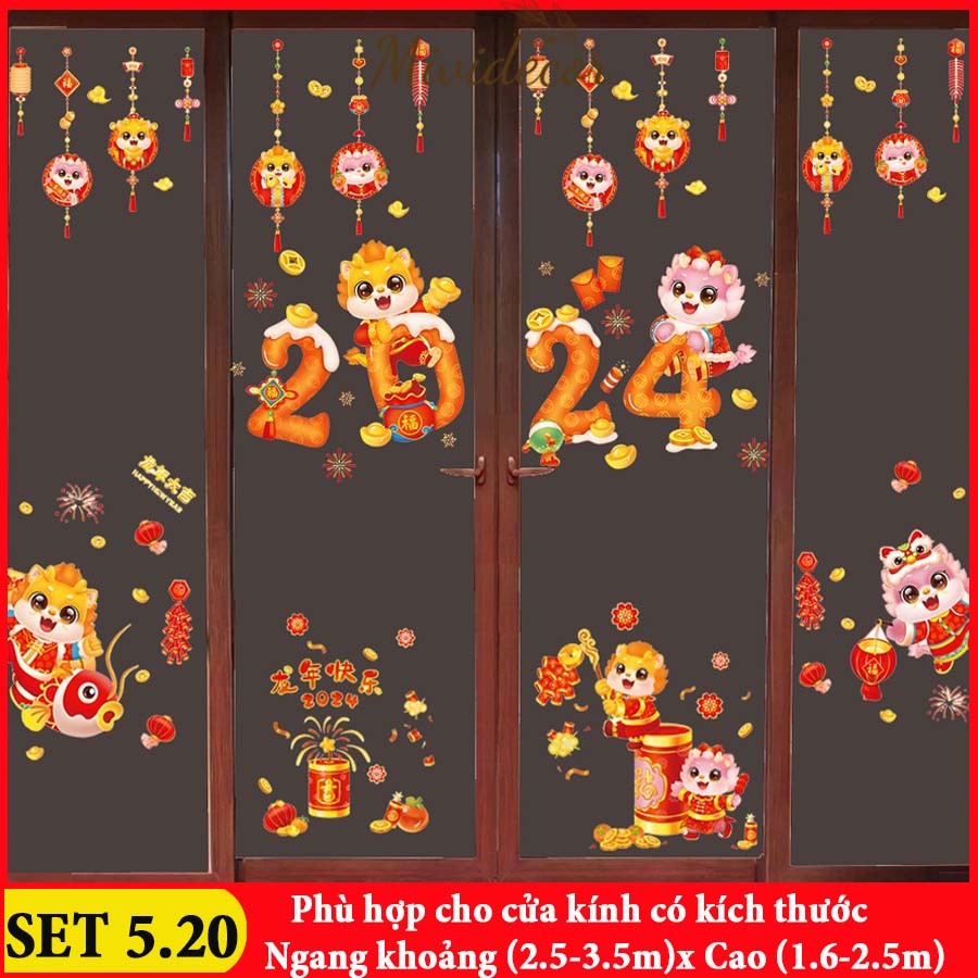 Decal dán kính tết 2024