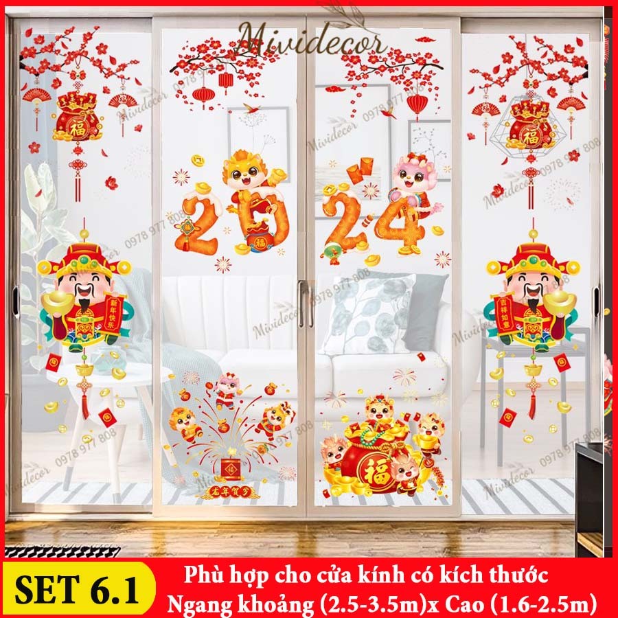 Decal dán kính tết 2024