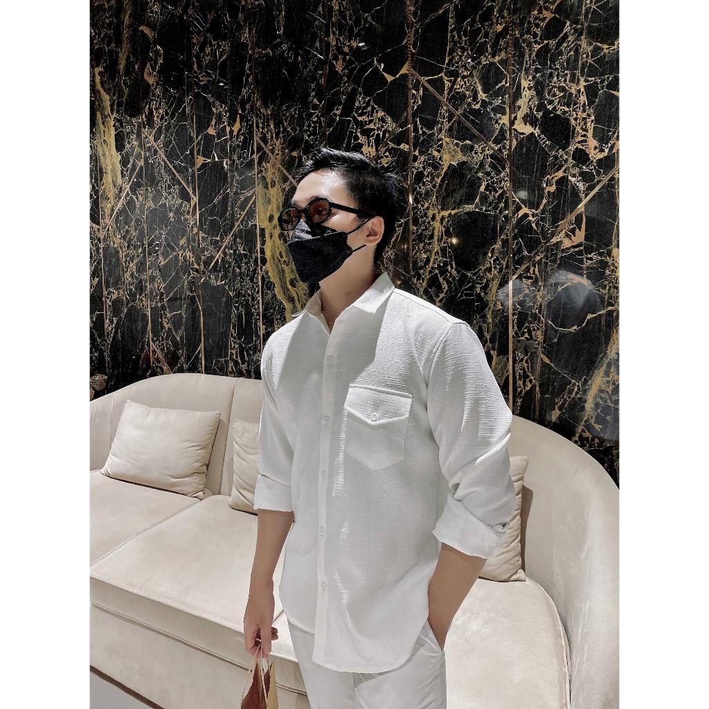 Áo sơ mi Linen Gân dày dặn dễ mang hằng ngày - Form Suông