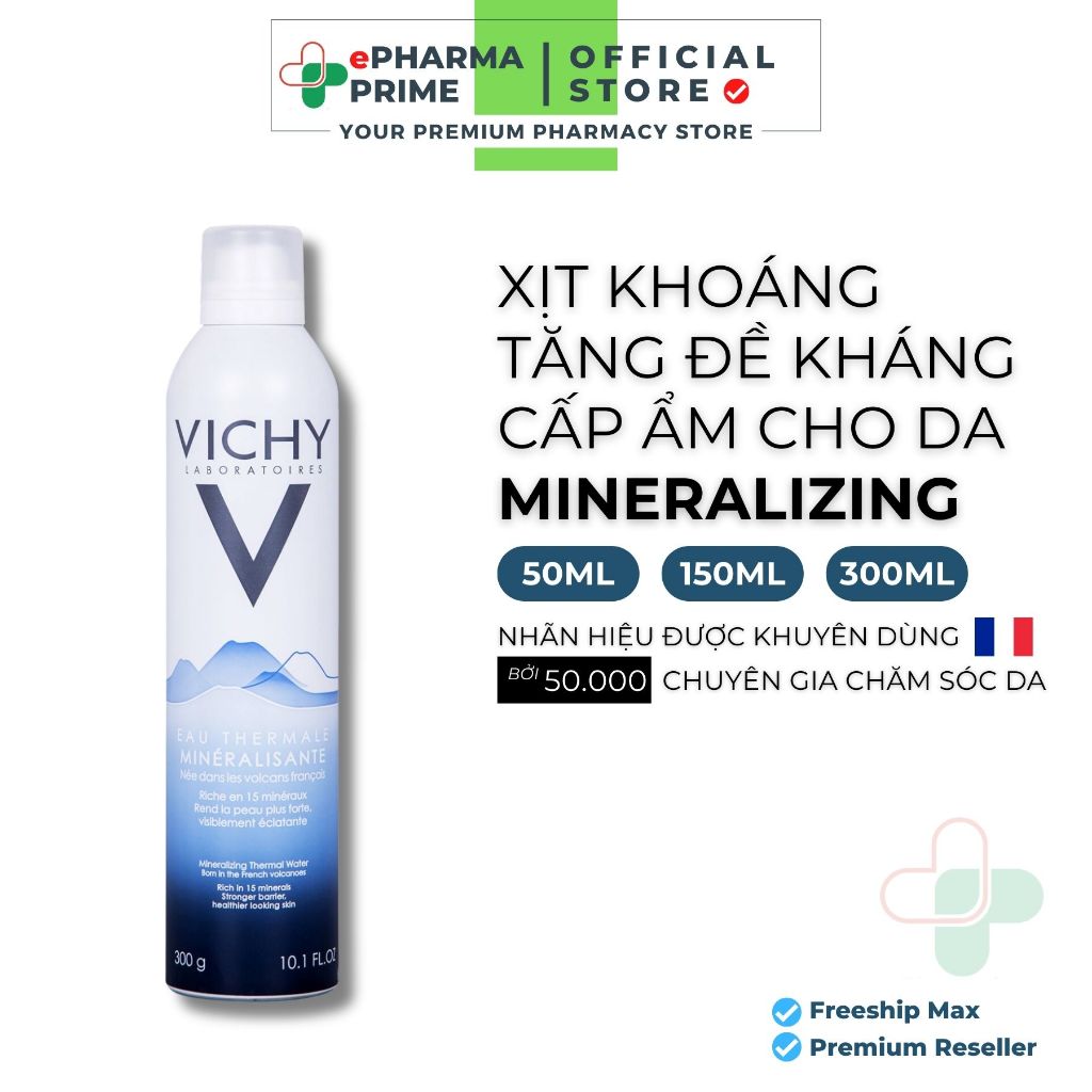 Xịt Khoáng Vichy Mineralizing Thermal Water Cấp Ẩm Dưỡng Da, Chống Lão Hóa