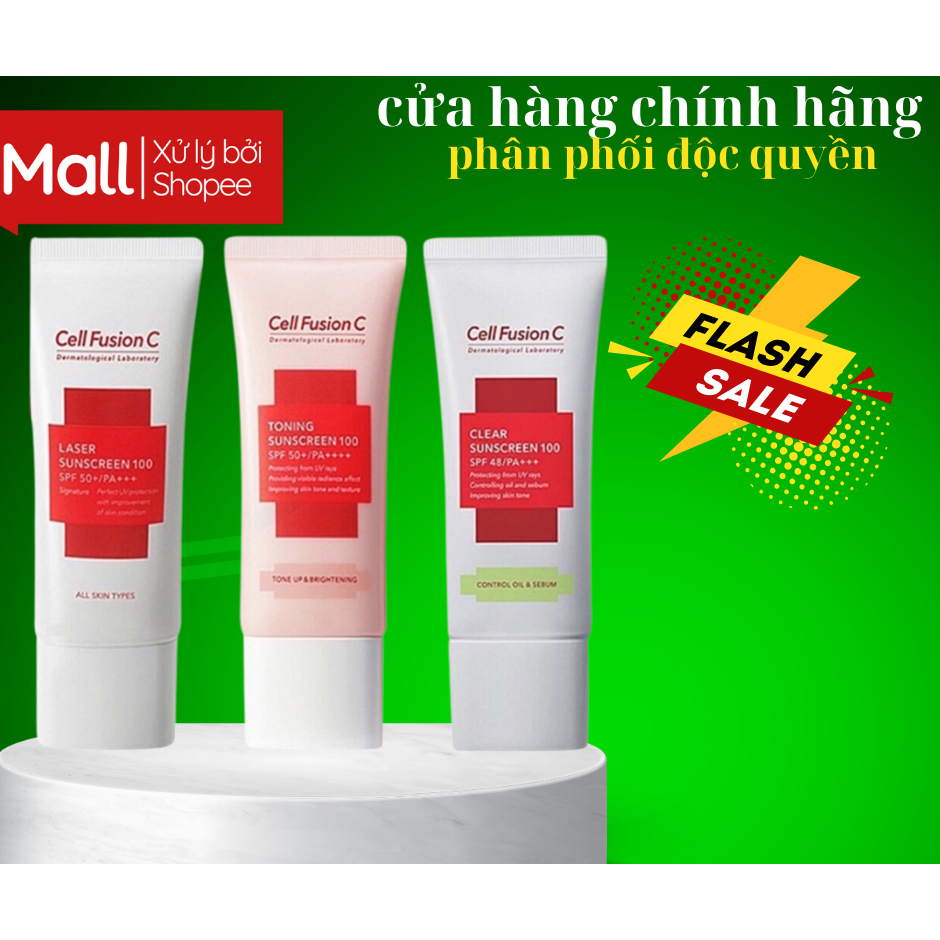 kem chống nắng Cell Fusion C Hồng Nâng Tông Cho Mọi Loại Da Toning Sunscreen 100 SPF50+ PA +++ Hàn Quốc 50ml
