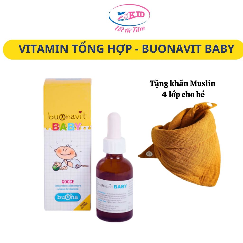 Buonavit Baby - Vitamin Tổng Hợp Nhỏ Giọt Giúp Bồi Bổ Cơ Thể, Tăng Hấp Thu Cho Trẻ - Lọ 20ml