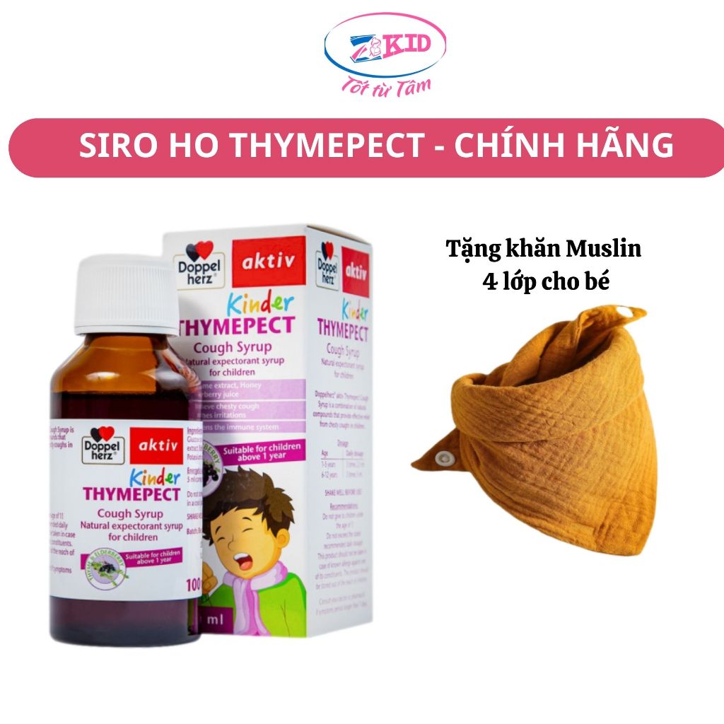 Siro giảm ho đờm KINDER THYMEPECT - Giảm ho đờm, tăng sức đề kháng
