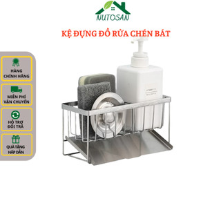 Kệ đựng đồ rửa chén bát inox có khay hứng nước để trên bồn rửa tiện lợi