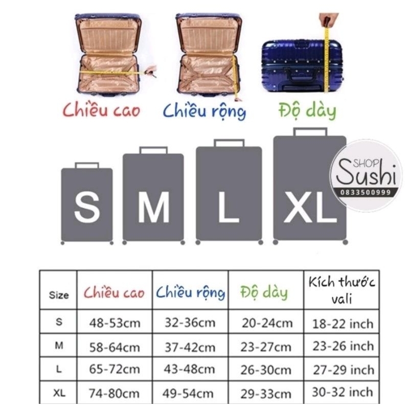 Bọc vali size to, Áo trùm vali 30-32 inch