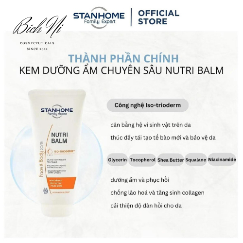 Kem dưỡng ẩm Stanhome Nutri Balm 200ml  giảm khô da do thời tiết, viêm da cơ địa.