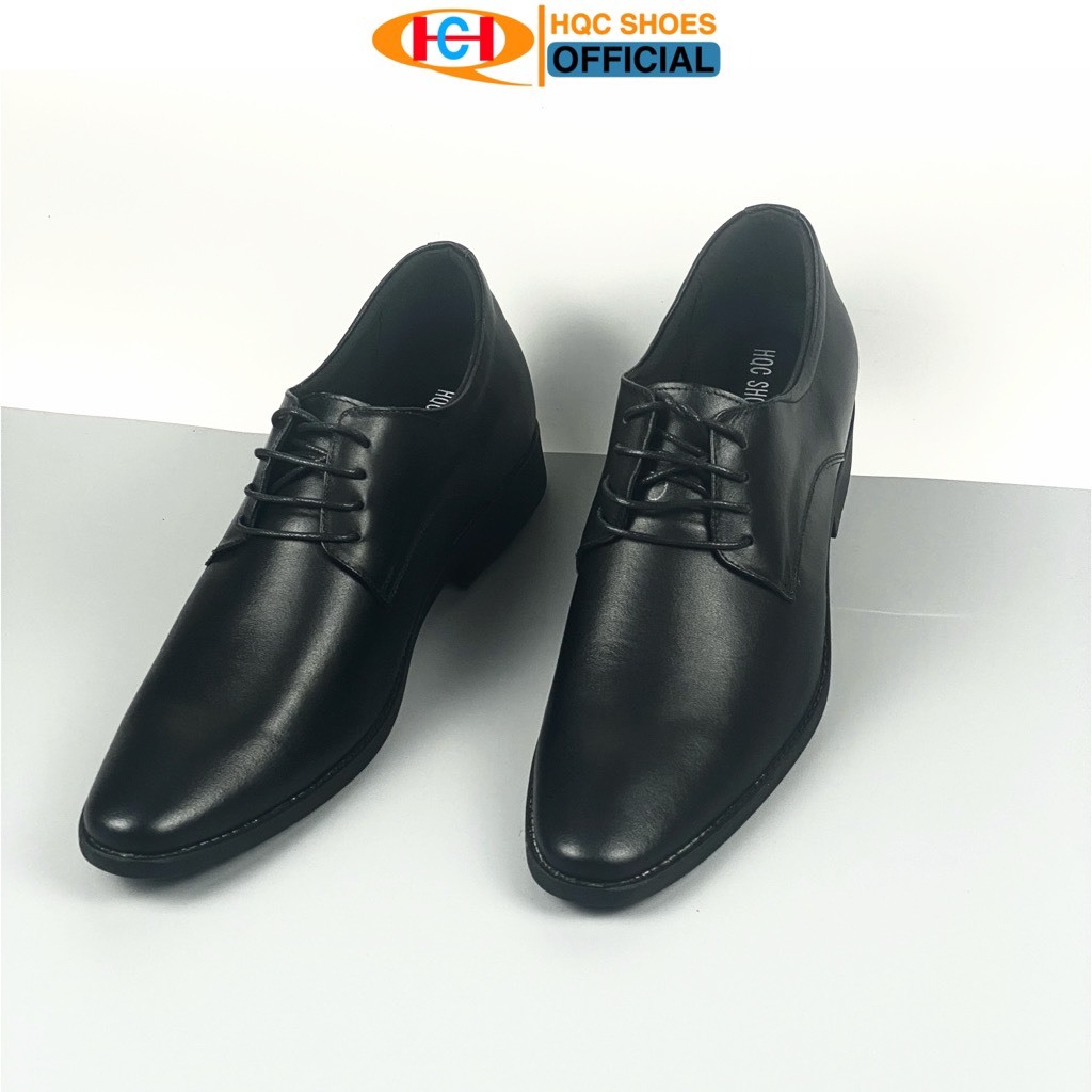 Giày tây tăng chiều cao da bò nam công sở HQC SHOES HQ-400 Đen