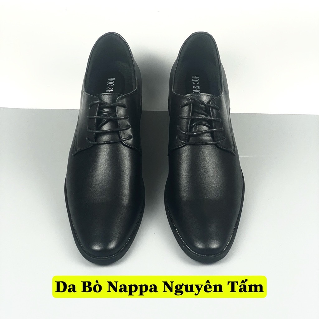Giày tây tăng chiều cao da bò nam công sở HQC SHOES HQ-400 Đen