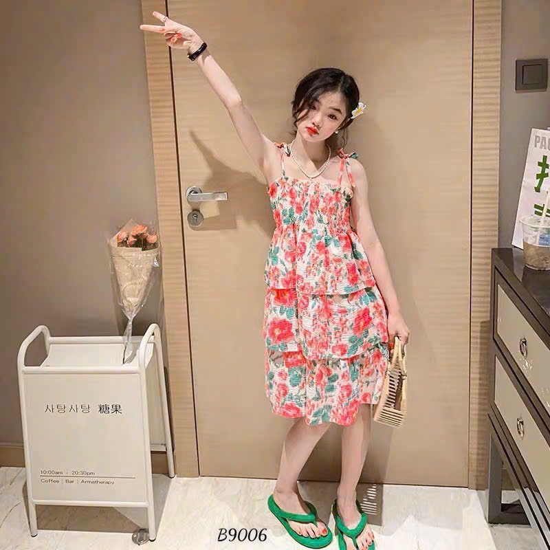 Đầm Hoa Bé Gái (10 kg - 37 kg) Váy Cho Bé Gái Dáng Xòe Dài Chất Lụa Mango Cao Cấp DBG004 JJumia Kids