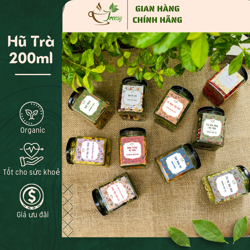 Trà Hoa Sấy Lạnh Hũ Thuỷ Tinh 200ml - Trà hoa quả Treesy - Quà Tặng người thân yêu